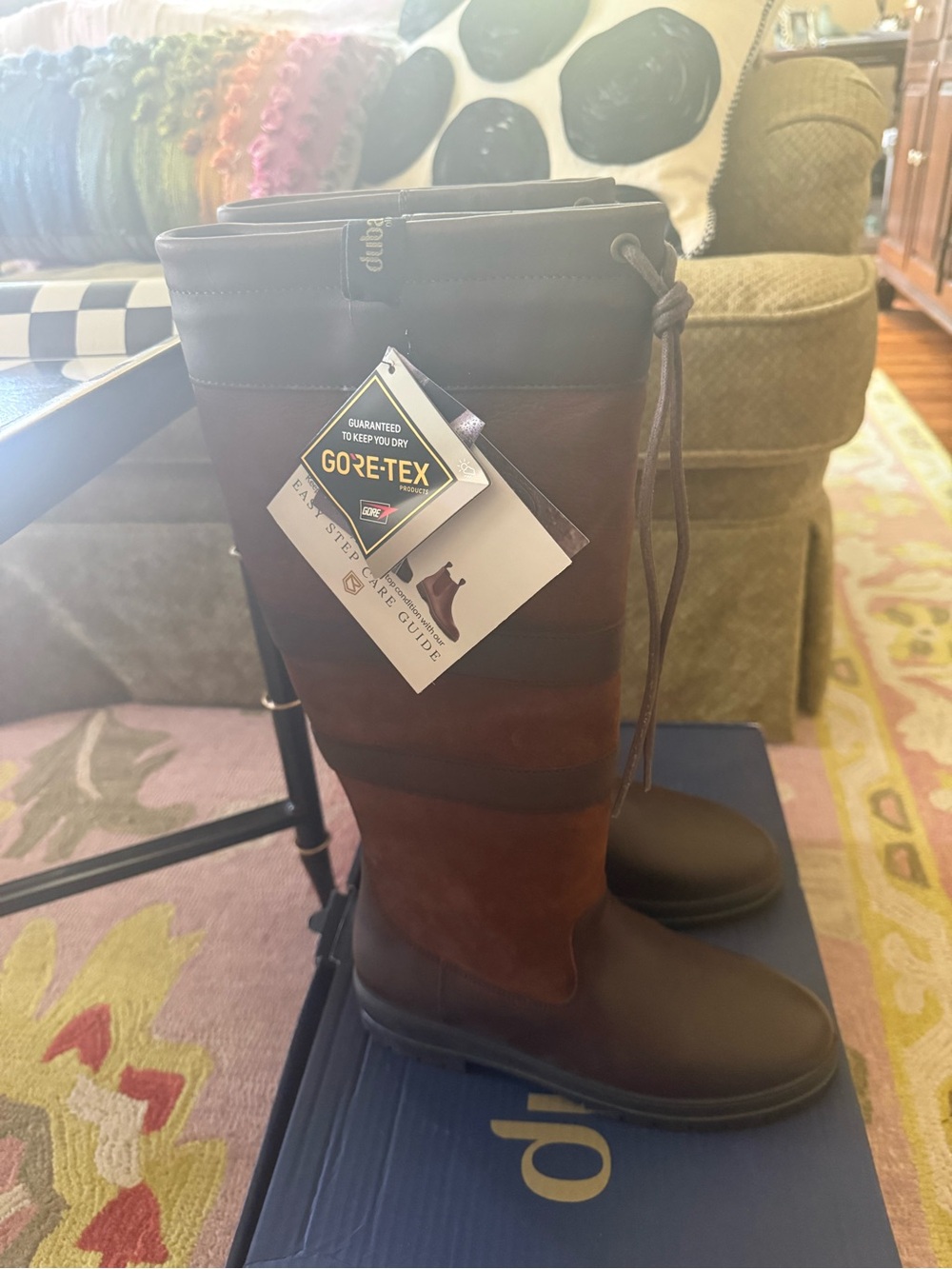 Dubarry of Ireland Brown Leather Tall Lace-Up Riding Boots - Picture 3 of 8